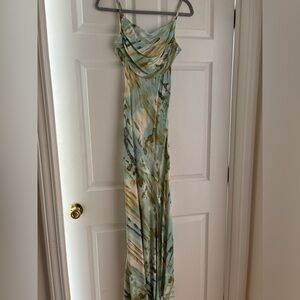 Green patterned maxi dress